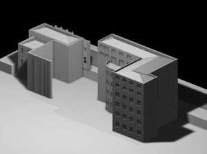 Centro Universitário Maria Antonia e Instituto de Arte Contemporânea, Una Arquitetos, foto da maquete, processo de reforma - estrutura mantida após algumas demolições 