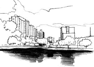 A verticalização “em cima” do Campus da UFV<br />Ilustração Ítalo Stephan 