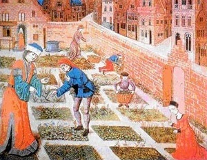 Jardim em meio urbano [HAUDEBOURG, M. T. Les jardins du Moyen Âge. St-Armand-Montrod/Cher, Perrin, 2001, p.193]
