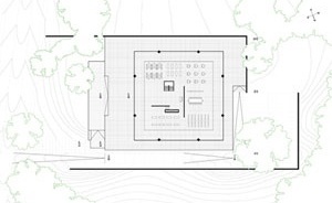 Edifício administrativo da Run Bacardi, Mies Van der Rohe, 1957, Cuba. Desenhos realizados por José Ma. Pellejero, Luis López [Història en Obres. portal d'història de l'arquitectura moderna, n. 01/2007]