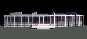 Crown Hall, Mies Van der Rohe (1950-1969, Chicago). Maquete realizada por Anna Rendé, Aida Fuster e Miquel Puigbert Badosa [Història en Obres. portal d'història de l'arquitectura moderna, n. 01/2007]