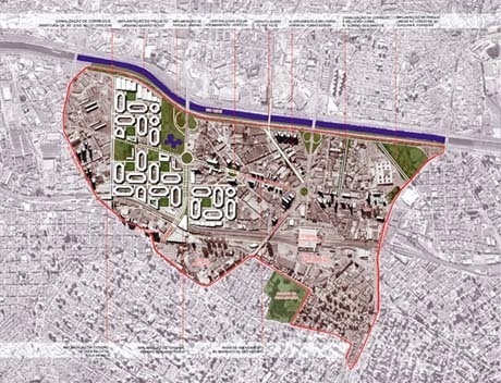 Figura 2 – Operação Urbana Água Branca. Plano-Referência de Intervenção e Ordenação Urbanística. Vista de conjunto da área de atuação