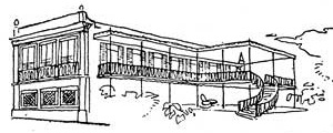 A casa do “velho portuga” com suas varandas sustentadas por perfis de ferro [Lucio Costa: sobre arquitetura. Centro de estudantes universitários de arquitetura, 1962, ]