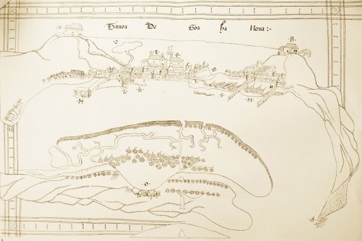 “Tavoa de Goa há Nova”, ilustração existente no Roteiro de Goa a Dio (1538-39) de D. João de Castro [“Roteiro de Goa a Dio” (fac-simile publicado por Diogo Köpke em 1843)]