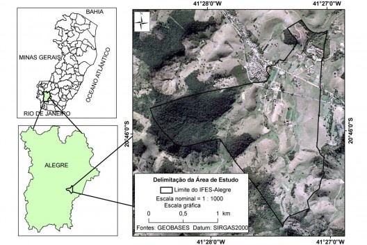 Localização da área de estudo da Escola Agrotécnica Federal de Alegre - EAFA<br />Imagem divulgação  [Departamento de Desenvolvimento Educacional, Instituto Federal de Educação, Ciência e Tecn]