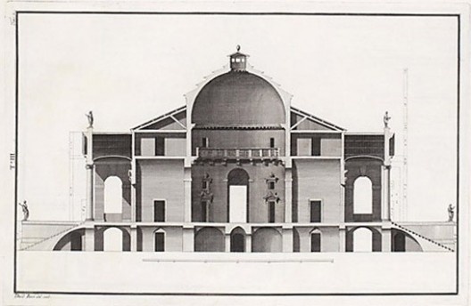 Section of Villa Rotonda, Andrea Palladio, 1778<br />Drawing by Ottavio Bertotti Scamozzi  [Wikimedia Commons]