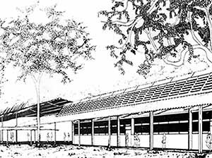 Campus da Universidade do Amazonas. Severiano Porto.  [Revista Projeto 83, jan. 1986, p. 50.]