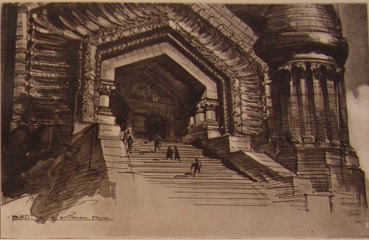 Portale di ingresso al Tempio votivo. Biblioteca de la familia (Bares-Marletto) / PALANTI, Mario. Prima esposizione personale d´architettura nella repubblica Argentina. Milano, 1917