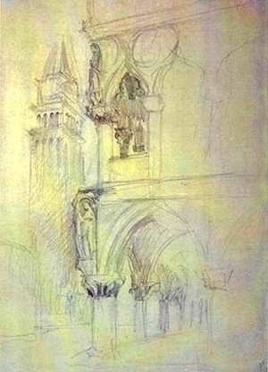 "Estudo Veneza", John Ruskin.  [Ruskin´s Library, University of Lancaster, 2004]