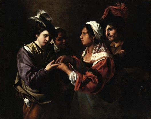 Bartolomeo Manfredi, “A cartomante”, c.1616-1617<br />Imagem divulgação 