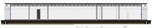 Corte longitudinal da Casa Bunshaft. Desenho do autor 