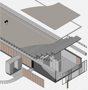 Casa Bunshaft - isométrica explodida. Desenho do autor