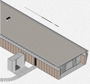 Casa Bunshaft - isométrica. Desenho do autor