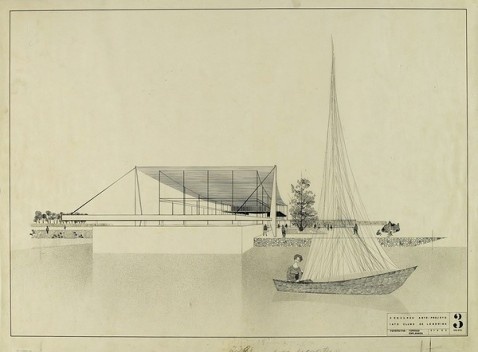 Iate Clube de Londrina, 1959. Arquitetos João Walter Toscano, Abrahão Sanovicz, Júlio Roberto Katinsky e Odiléa Setti<br />Prancha original 