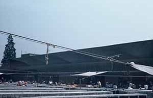 Mercado de Coyoacán, área tianguis, México, D.F., Arquitectos Pedro Ramírez Vázquez y Félix Candela, ca. 1956. <br />Foto Jorge Ramos de Dios 