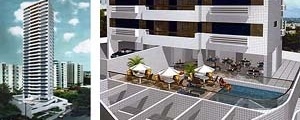 Figura 07 – Edifício Atlântico Prince. Imagem promocional do edifício de apartamentos e da área de lazer [site institucional da Pernambuco Construtora]