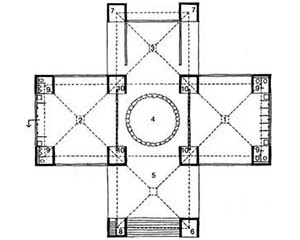 Planta baixa da casa de banhos do centro para a comunidade Judaica em Trenton [DEVILLERS, Charles et alli. Op. cit., p. 145]
