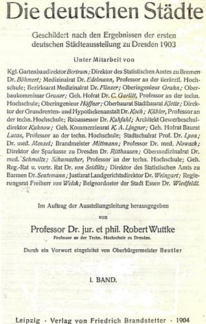 Capa do livro de Wuttke, apresentando os trabalhos expostos na Exposição de Dresden em 1903 [WUTTKE, 1903]