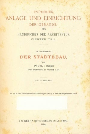 Página de rosto do importante manual de Stübben, cuja primeira edição é de 1890 [STÜBBEN, 1924]