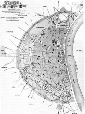 Plano de Extensão de Köln, elaborado por Stübben, em 1885 [FEHL, 1983, V1, p.161]