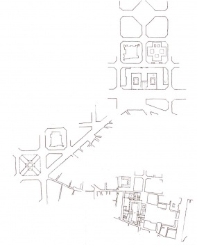 Primera intuición sobre las relaciones espaciales en torno al mercado de Sant Antoni. [dibujo de la autora]
