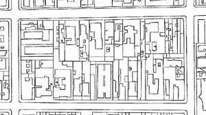 Quarteirão área adjacente, onde a exigência de recuos e a fusão de lotes vão alterando a “imagem” do quarteirão
