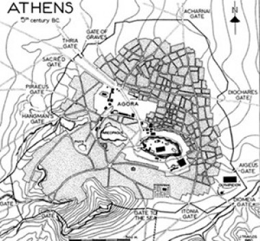 Mapa de Atenas no século V a.C.
