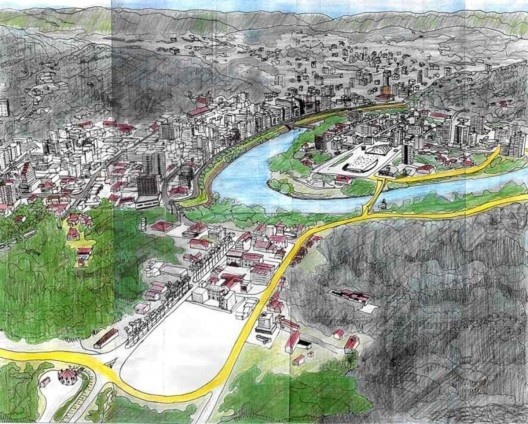 Croqui de proposta para a cidade de Blumenau, SC [Arquivo Hans Broos]