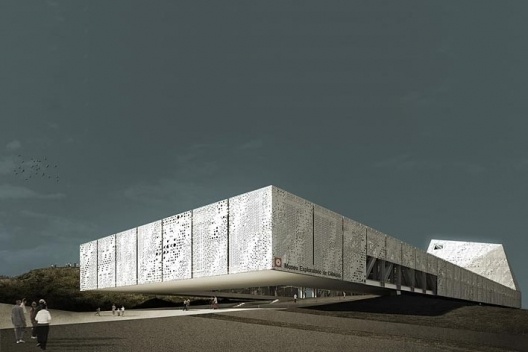 Concurso Internacional para Projeto Arquitetônico do Museu Exploratório de Ciências da Unicamp, acesso, 1º lugar. Arquitetos Reinaldo Nishimura, Daniel Corsi e Dani Hirano, 2009<br />Imagem escritório 