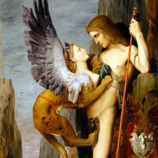 Gustave Moreau, Édipo e a Esfinge (detalhe), 1864<br />Imagem divulgação  [Metropolitan Museum of Art]