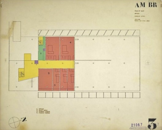 Embaixada da França, residência do embaixador, planta segundo andar, Brasília, 1962-1964, arquiteto Le Corbusier<br />Imagem divulgação  [Fondation Le Corbusier]
