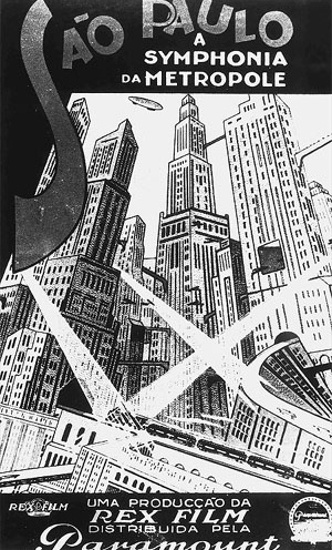 "São Paulo, a symphonia da metrópole", filme, 1929, cartaz de divulgação [Acervo Cinemateca Brasileira do Ministério da Cultura]