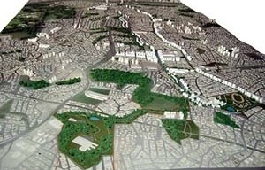 PRIOU – Plano-Referência de Intervenção e Ordenação Urbanística. Operação Urbana Vila Sônia: maquete do conjunto