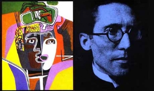 Pintura de Le Corbusier e foto do arquiteto