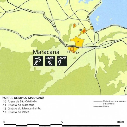 Parque Olímpico Maracanã, detalhe, mapa geral das instalações olímpicas na candidatura Rio 2004<br />Imagem divulgação  [Rio 2004, Rio de Janeiro candidate to host the XXVIII Olympic Games in 2004, v.2, 1996]