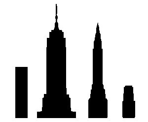 Perfis dos edifícios Seagram, Empire State, Chrysler e Lipstick