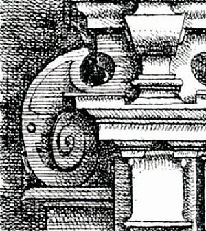 Voluta na Lâmina 102 do livro de Dietterlin [Dietterlin, Architectura, 1598]