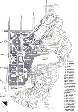 Fig. 1 - Plano Geral de Karl Brunner, 1931 [GARCIA MOLINA, Jaime. Universidad de Concepción, 1994]