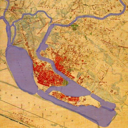 Planta da Cidade do Recife e seus arredores (detalhe)
<br />Digitalização Amélia Reynaldo  [Prefeitura da Cidade do Recife, 1932]