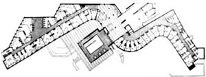 Figura 07 – Alvar Aalto, Residência Baker, 1949. O desenho do edifício está relacionado com os elementos adjacentes existentes [Alvar Aalto 1922-1962, Zurich, 3ª ed., 1970, p. 134]