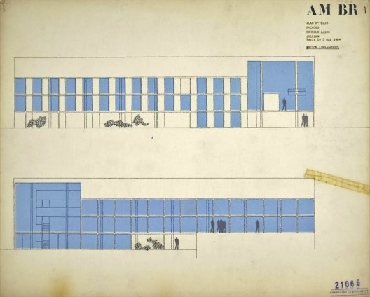 Embaixada da França, residência do embaixador, elevações, Brasília, 1962-1964, arquiteto Le Corbusier<br />Imagem divulgação  [Fondation Le Corbusier]