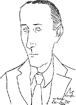 Caricatura de Joaquim Cardozo por Di Cavalcanti