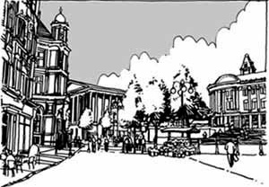 New Street / Victoria Square hoje.<br />Ilustração de Neil Chapman 