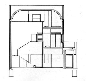 Álvaro Siza, casa Avelino Duarte, corte pelo átrio, Ovar (1981-1985)<br />Foto do autor 