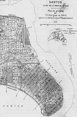 3. Plano de Saturnino de Brito para a expansão de Santos, 1910. Fonte: Brito, Le tracé sanitaire des villes, 1916