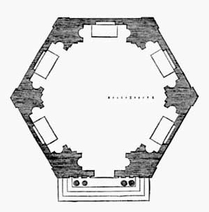 5. Planta para templo hexagonal preconizada por Serlio [5º Livro de Serlio]