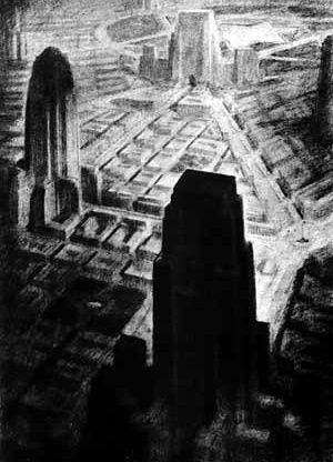  Hugh Ferriss - Cidade Imaginária [FERRISS, Hugh. La Métropole du futur. Paris, Centre Georges Pompidou, 1987]
