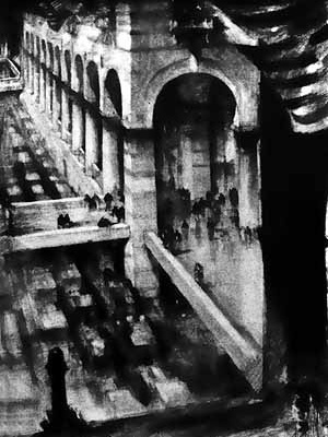 Pedestres acima da rua [FERRISS, Hugh. La Métropole du futur. Paris, Centre Georges Pompidou, 1987]