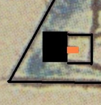 Imagem 4. Fragmento do desenho da ideia de Lúcio Costa para o plano-piloto, representando um dos edifícios posicionados na base do triângulo equilátero [COSTA, Lúcio. Registro de uma vivência]