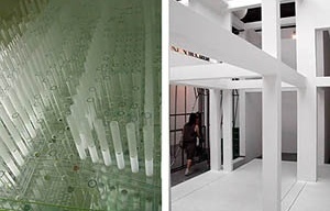 À esquerda, Pavilhão do Japão. À direita, Eisenman Architects, instalação para a IX Bienal de Veneza